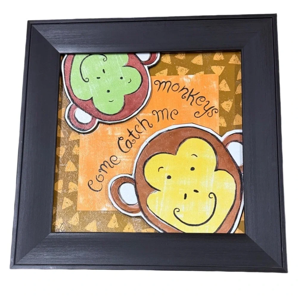 Monkey Kids Room Decor 16x16 Kidcore Nursery Playroom 3D Jungle